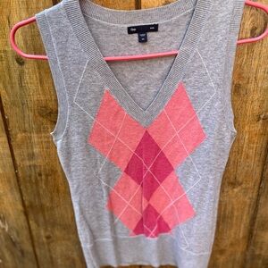 GAP Gray and Pink Sweater Vest